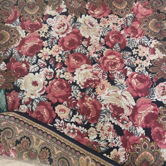 Lauren Ralph Lauren Floral Paisley Brown /Red Silk Scarf 21"x21" Japan - Picture 4 of 6